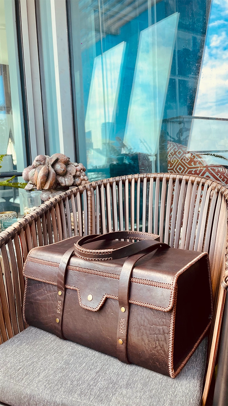 Leather Box Bag Brown