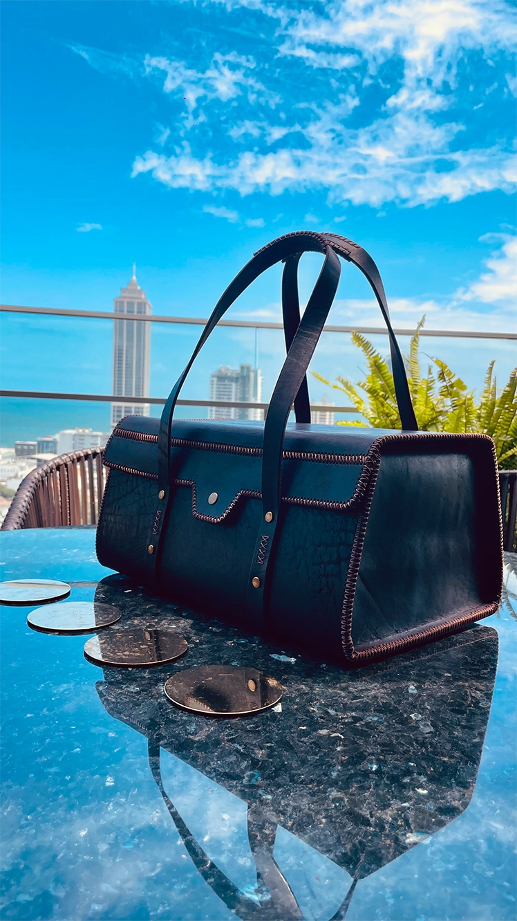 Leather Box Bag Dark Brown