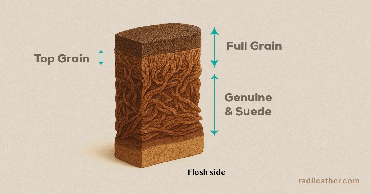 full grain top grain genuine leather